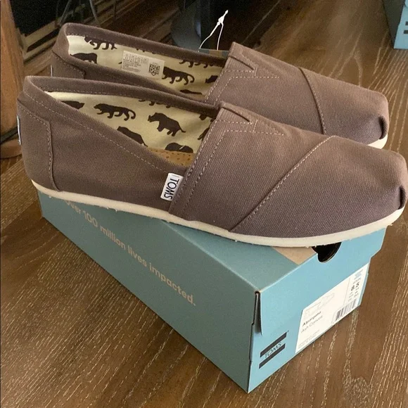 TOMS Brown/Ash Canvas Slip-Ons - Picture 6 of 9